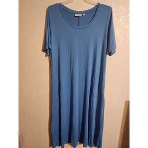 Belle by Kim Gravel Short Sleeve T-Shirt Gown Blue Scoop Neck sz XL Maxi